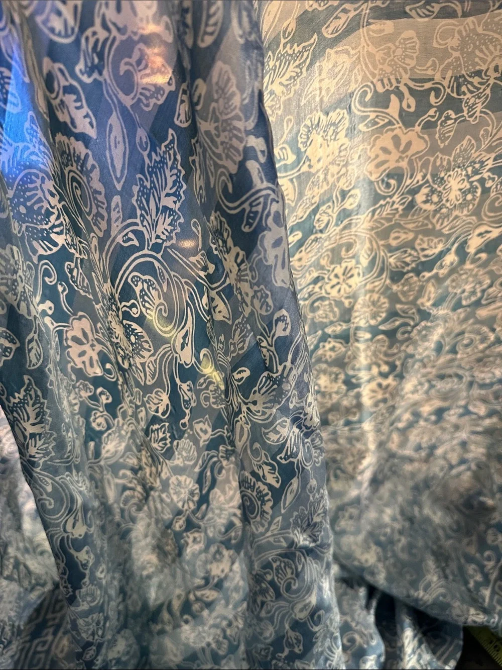 Light Blue Patterned 100% silk Scarf 🧣